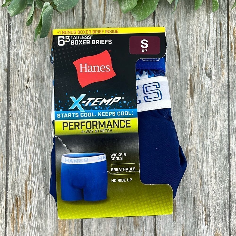 Boys' Hanes X-Temp Stretch Active Underwear Boxer Briefs 6-Pack Size XL